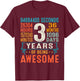 3 Years Old Retro Distressed 3rd Birthday Gifts 36 Months T-Shirt - T-Shirt | Maroon