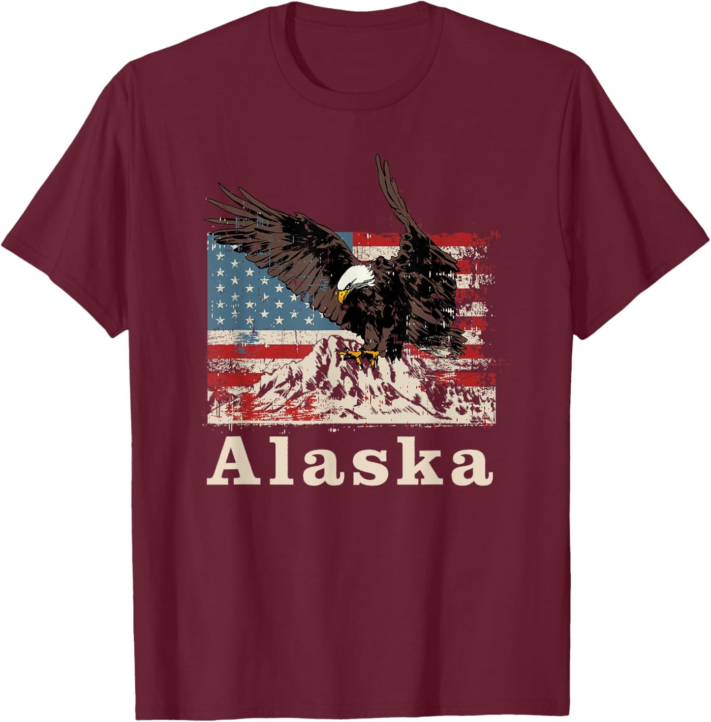 American Bald Eagle Flag Alaska Souvenir T-Shirt - T-Shirt | Maroon