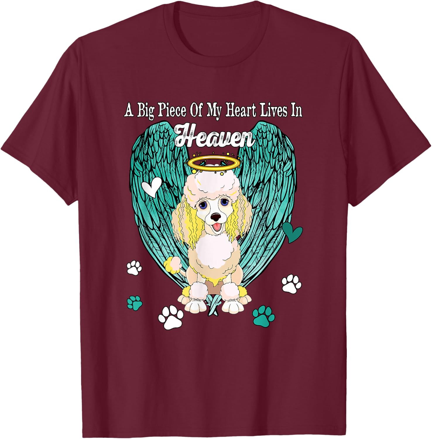Heart Lives In Heaven Costume Poodle Memories Owner T-Shirt - T-Shirt | Maroon