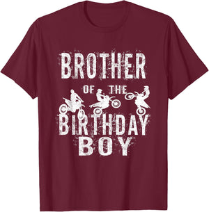 Brother Of The Birthday Boy Dirt Bike B-day Party T-Shirt - T-Shirt | Maroon