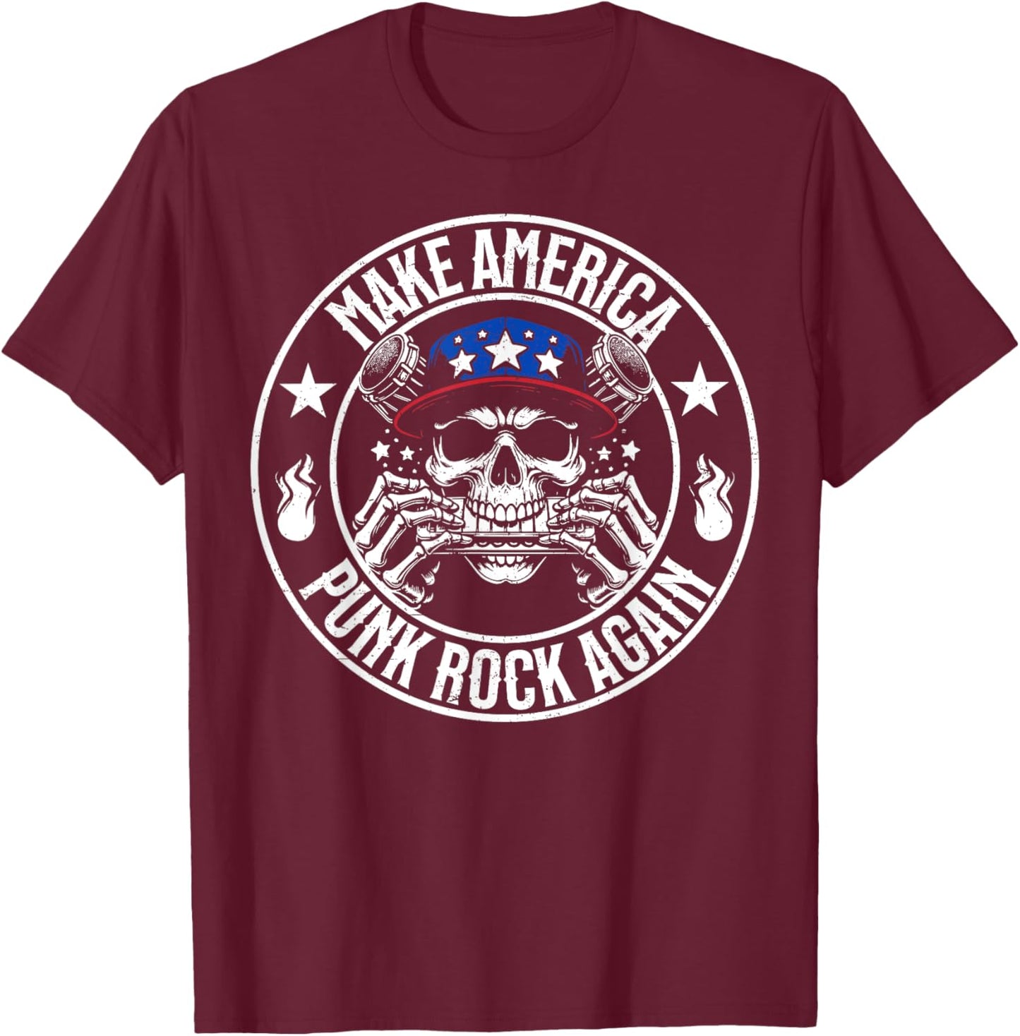 Make America Punk Rock Again Vintage Seal Funny Apparel T-Shirt - T-Shirt | Maroon