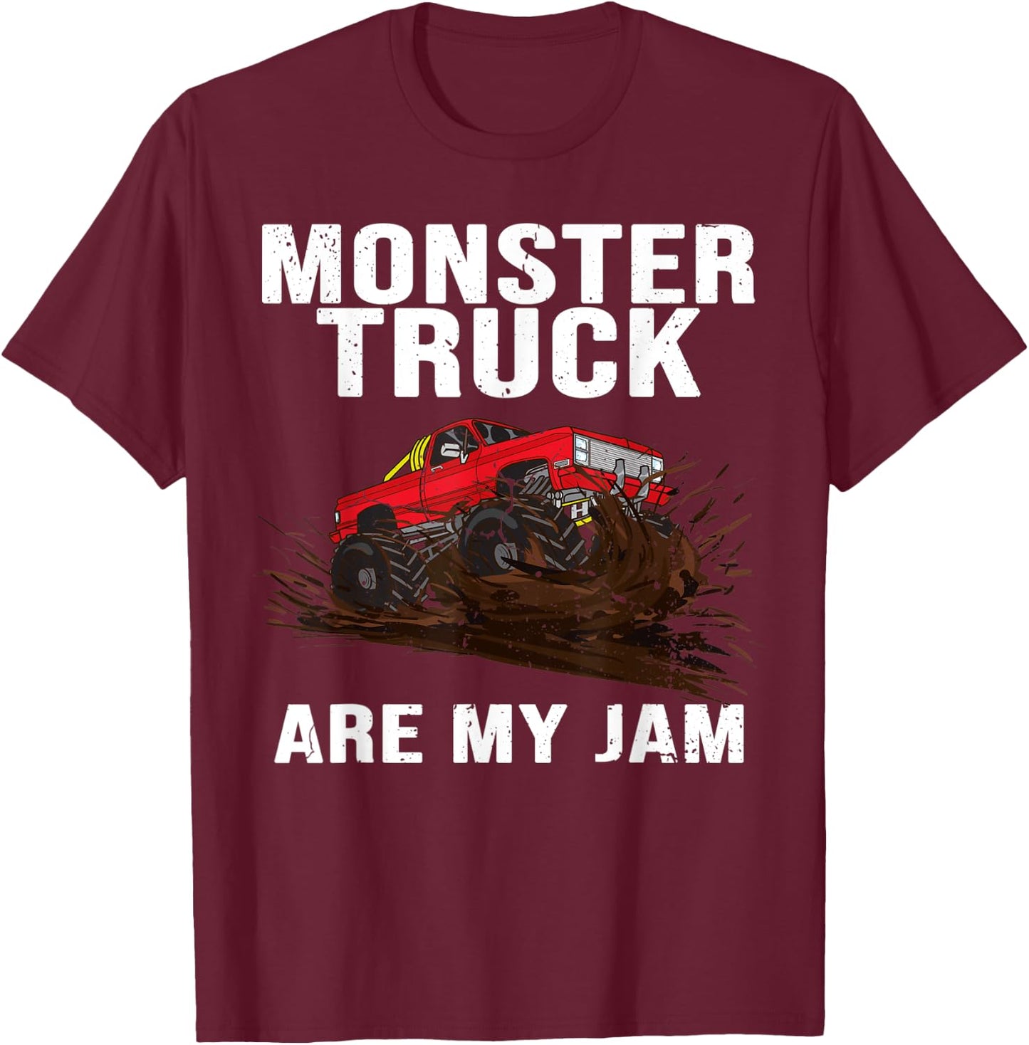 Vintage Monster Truck Are My Jam Retro Sunset Engines Gifts T-Shirt - T-Shirt | Maroon