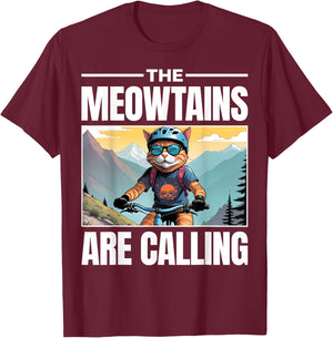 Funny MTB Cat Mountain Bike Biker T-Shirt - T-Shirt | Maroon