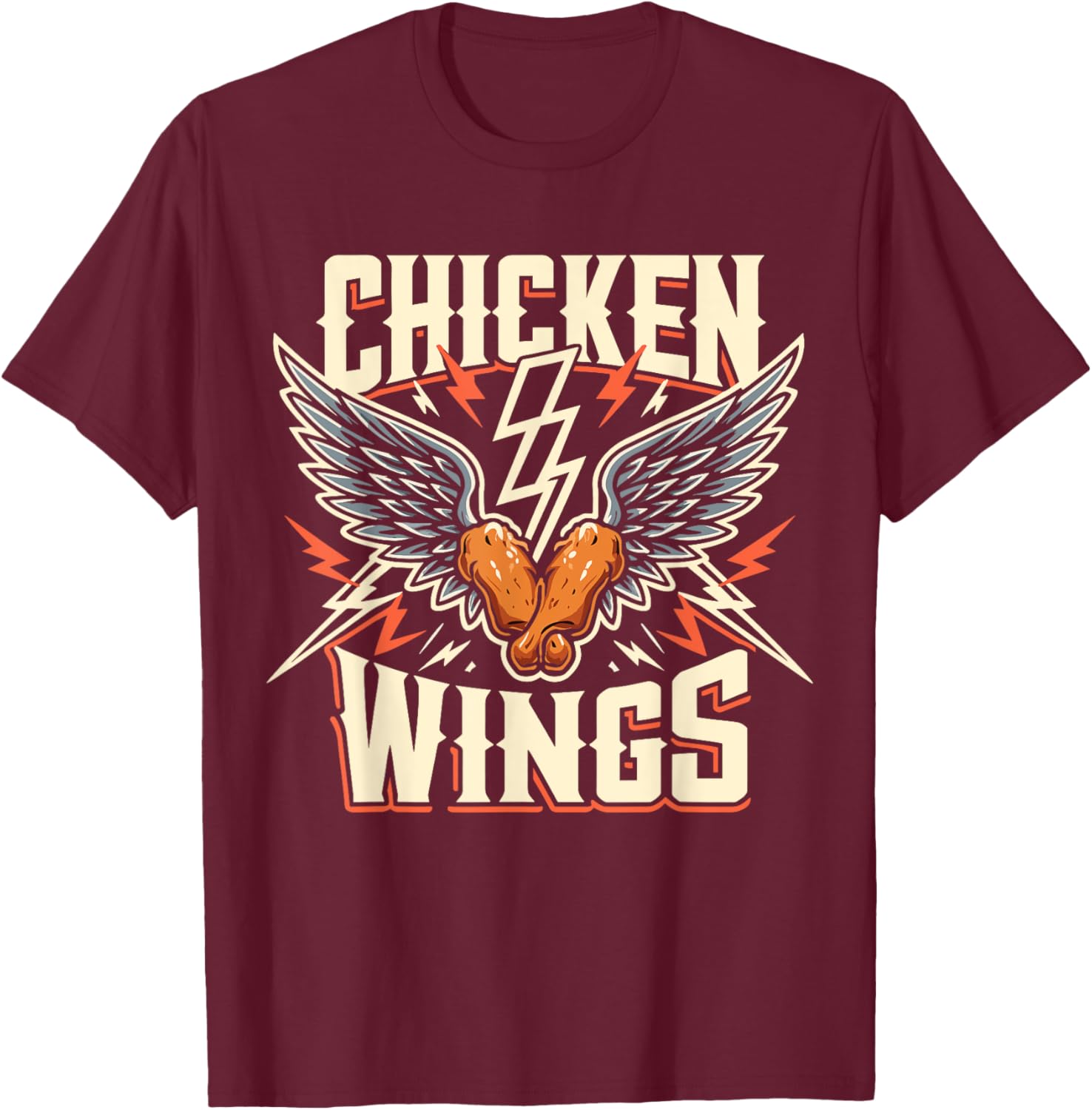 Chicken Wings Heavy Metal World Tour Hardcore Music T-Shirt - T-Shirt | Maroon