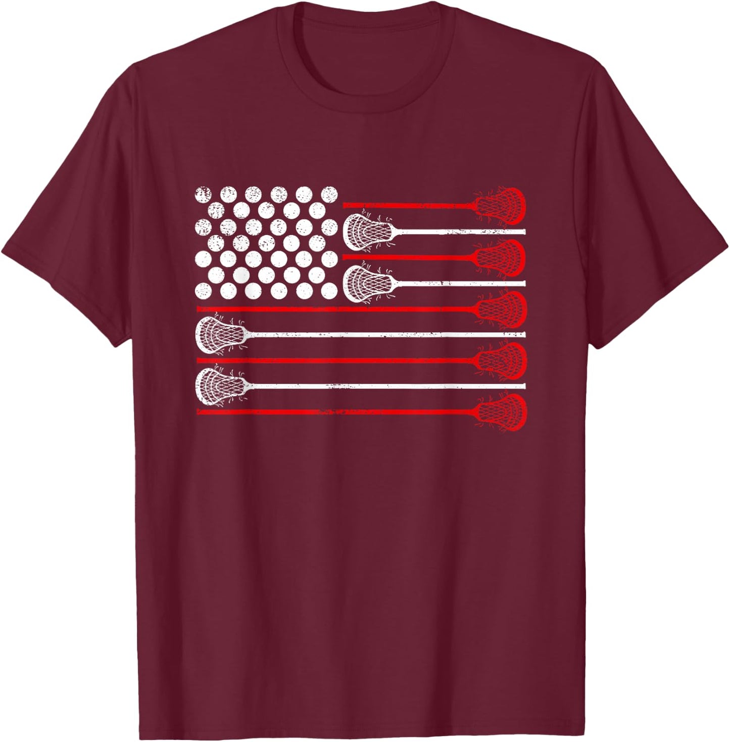Lacrosse USA Flag Lax T-Shirt - T-Shirt | Maroon