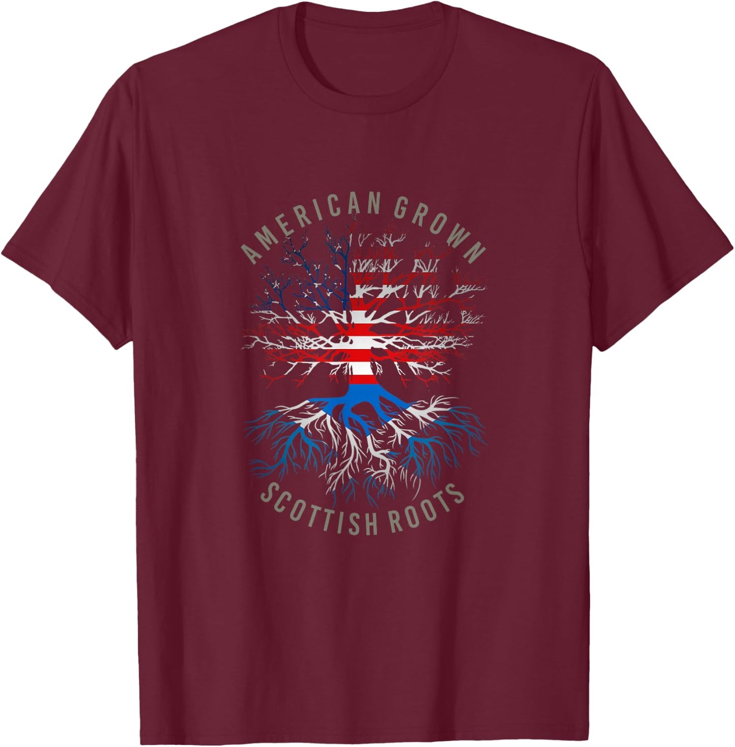 American Grown Scottish Roots USA Scotland Flag Heritage T-Shirt - T-Shirt | Maroon