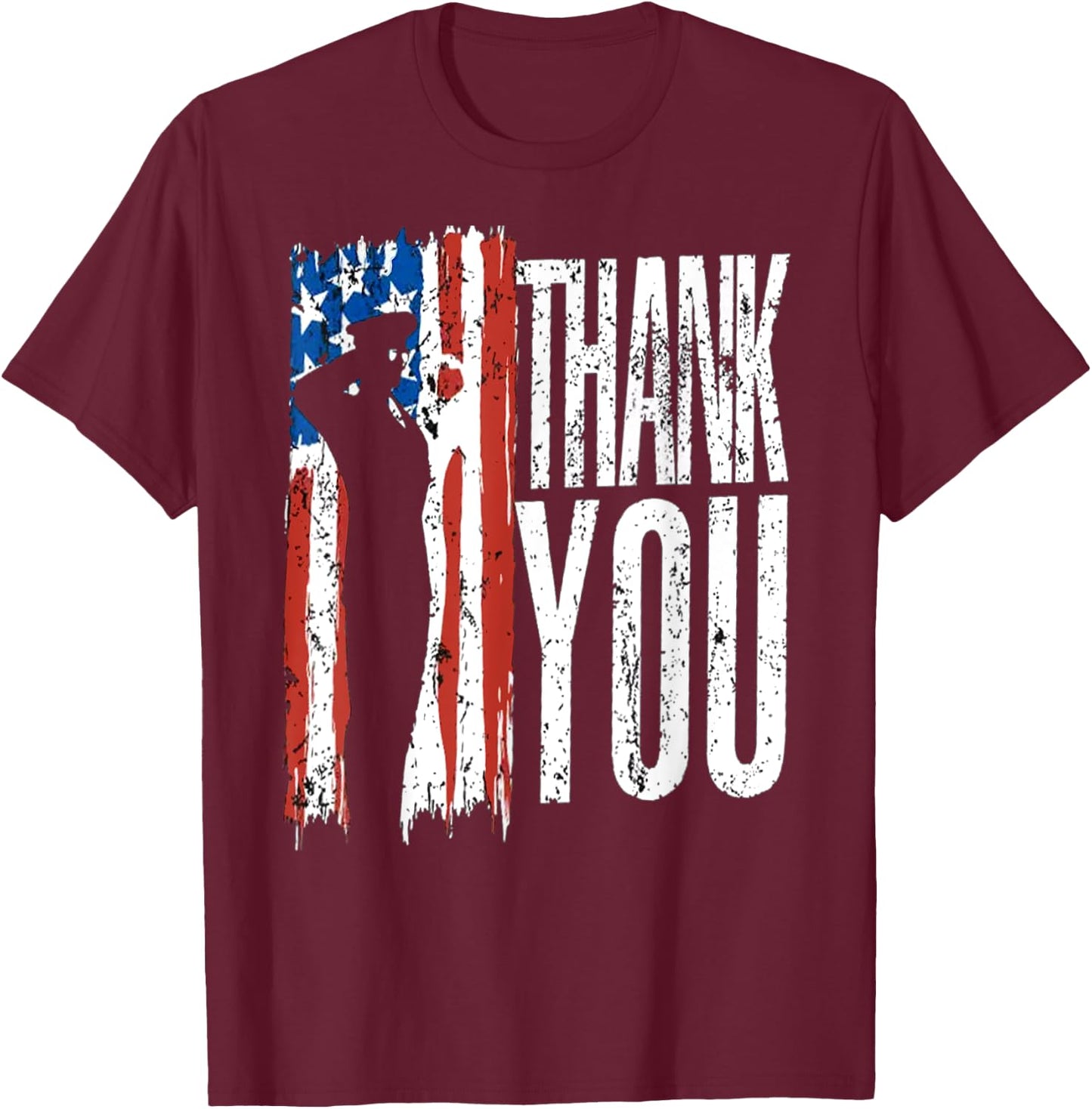 USA Flag Thank You Veterans Day 4th of July Patriotic T-Shirt - T-Shirt | Maroon