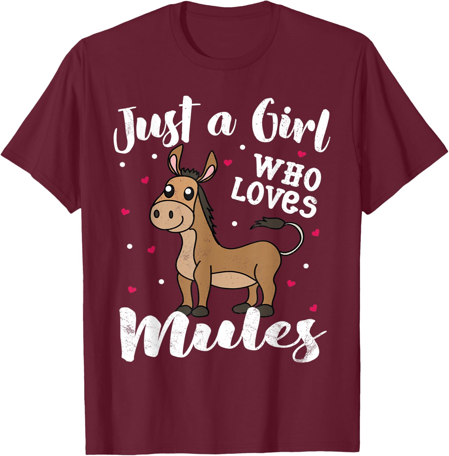 Just A Girl Who Loves Mule Women Gift Kids Mom Lover T-Shirt - T-Shirt | Maroon