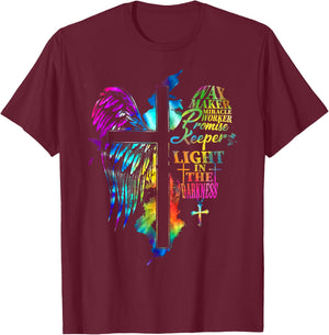 Waymaker Miracle Worker Jesus Christ Wings Religious Quote T-Shirt - T-Shirt | Maroon