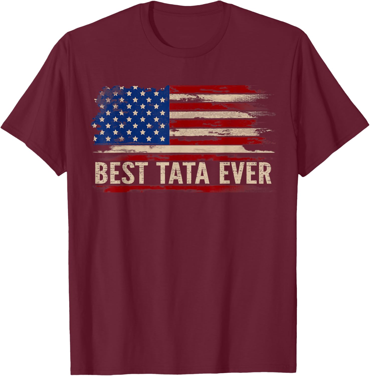 Vintage Best Tata Ever American Flag Father's Day Gift Women Kids Men T-Shirt - T-Shirt | Maroon