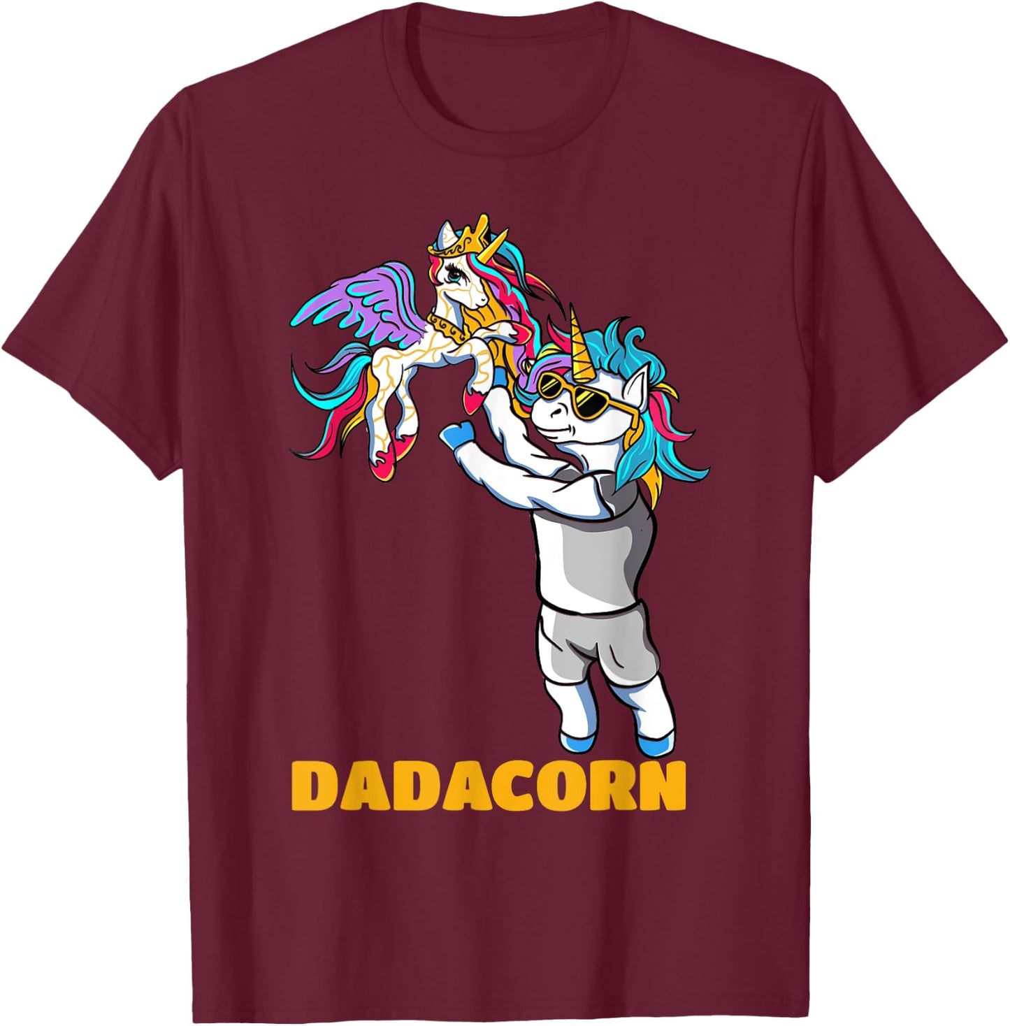 Dadacorn Unicorn Dad for a Family Daddy Fathers Day T-Shirt - T-Shirt | Maroon