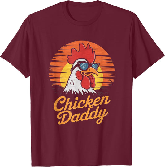 Chicken Daddy Vintage Farmer Funny Fathers Day Gifts T-Shirt - T-Shirt | Maroon