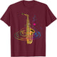 Sax Player Gift Saxophonist Music Notes Saxophone T-Shirt - T-Shirt | Maroon