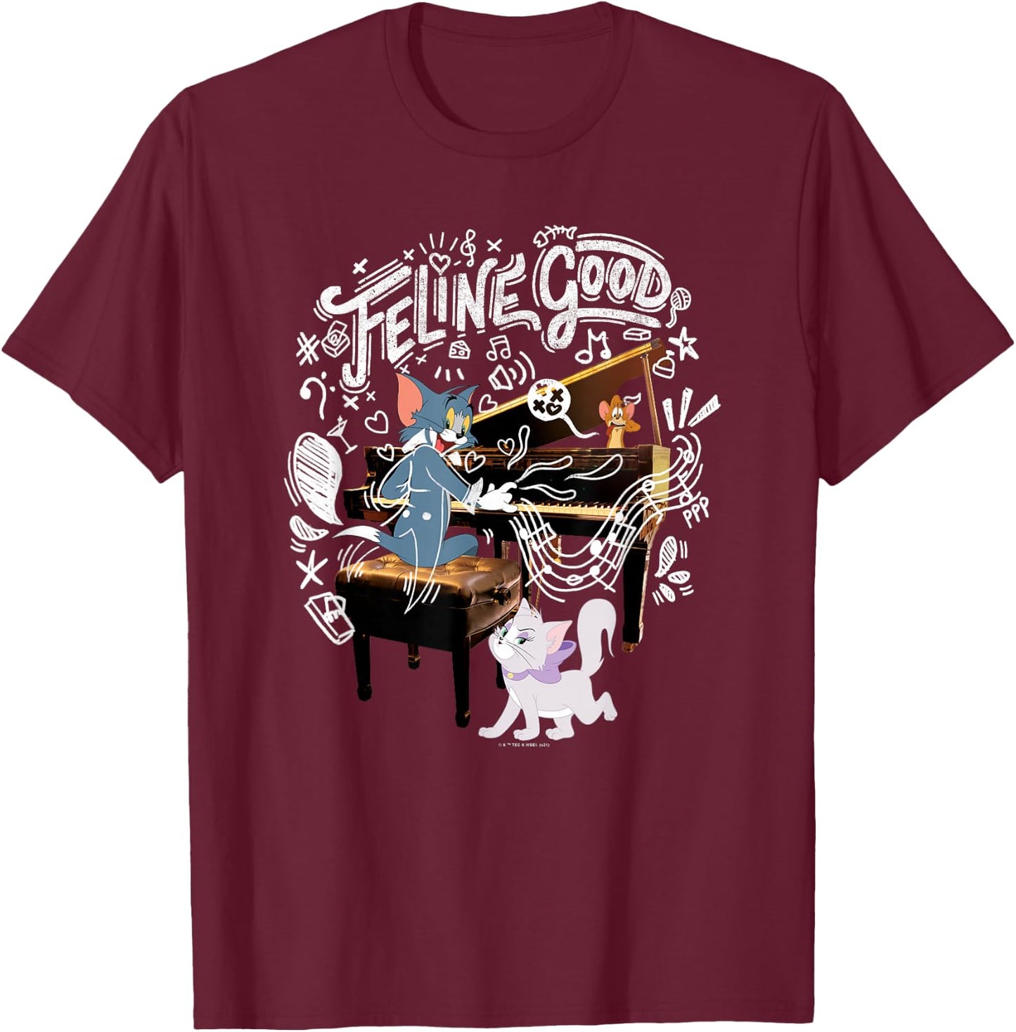 Tom & Jerry Movie Feline Good T-Shirt - T-Shirt | Maroon