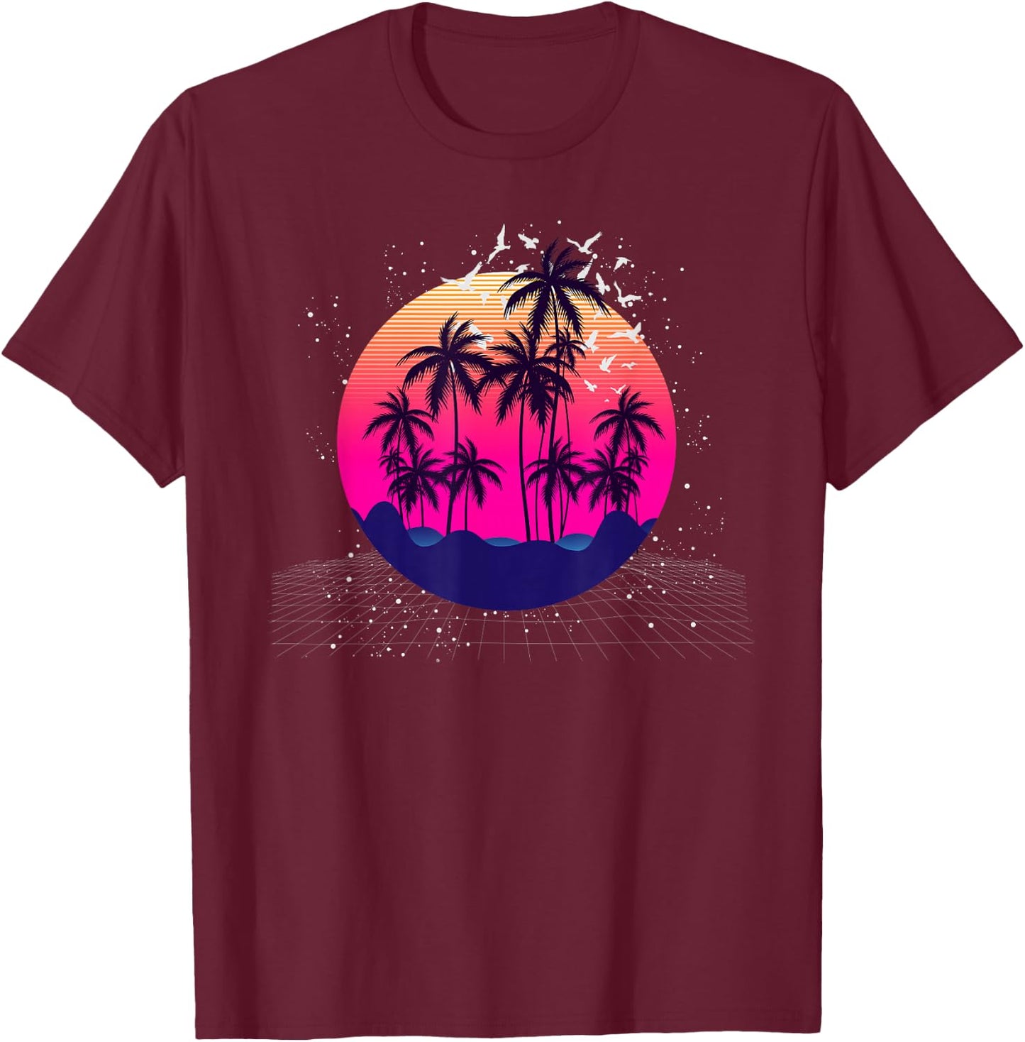 Vaporwave Aesthetic 80s Retro Art Tropical Vaporwave T-Shirt - T-Shirt | Maroon