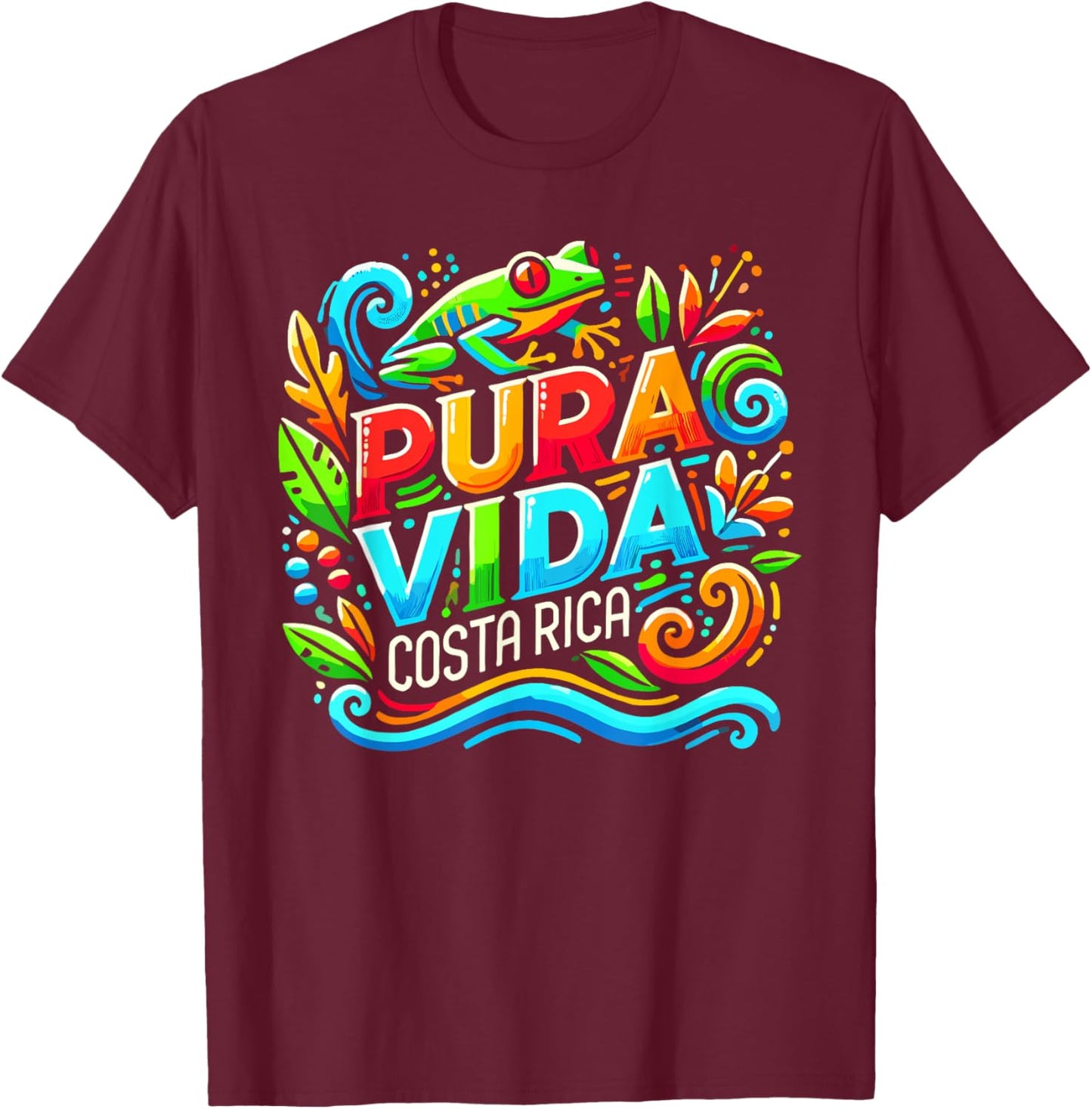 Costa Rica Rain Forest Tree Frog Pura Vida Costa Rica T-Shirt - T-Shirt | Maroon