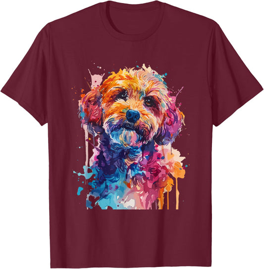 Cockapoo Lovers Pop Art Colorful Cockapoo Dog Women Girls Kids T-Shirt - T-Shirt | Maroon