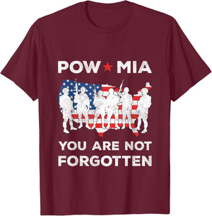 POW MIA You Are Not Forgotten American Flag Soliders T-Shirt - T-Shirt | Maroon