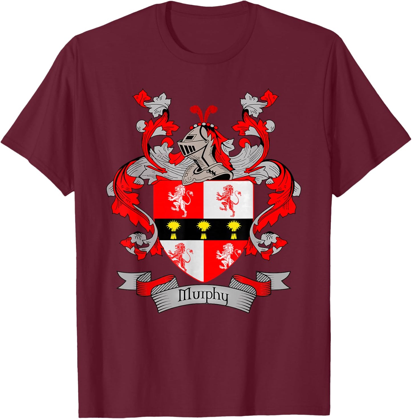 Murphy Coat of Arms | Murphy Surname Family Crest T-Shirt - T-Shirt | Maroon