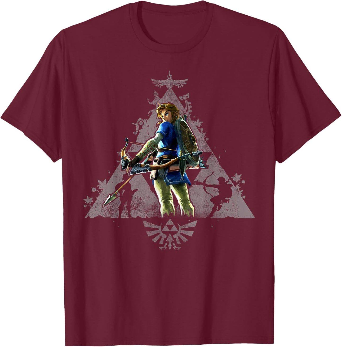 The Legend of Zelda Breath Of The Wild Link Triforce Hyrule T-Shirt - T-Shirt | Maroon
