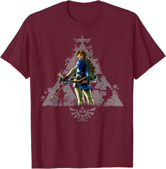 The Legend of Zelda Breath Of The Wild Link Triforce Hyrule T-Shirt - T-Shirt | Maroon