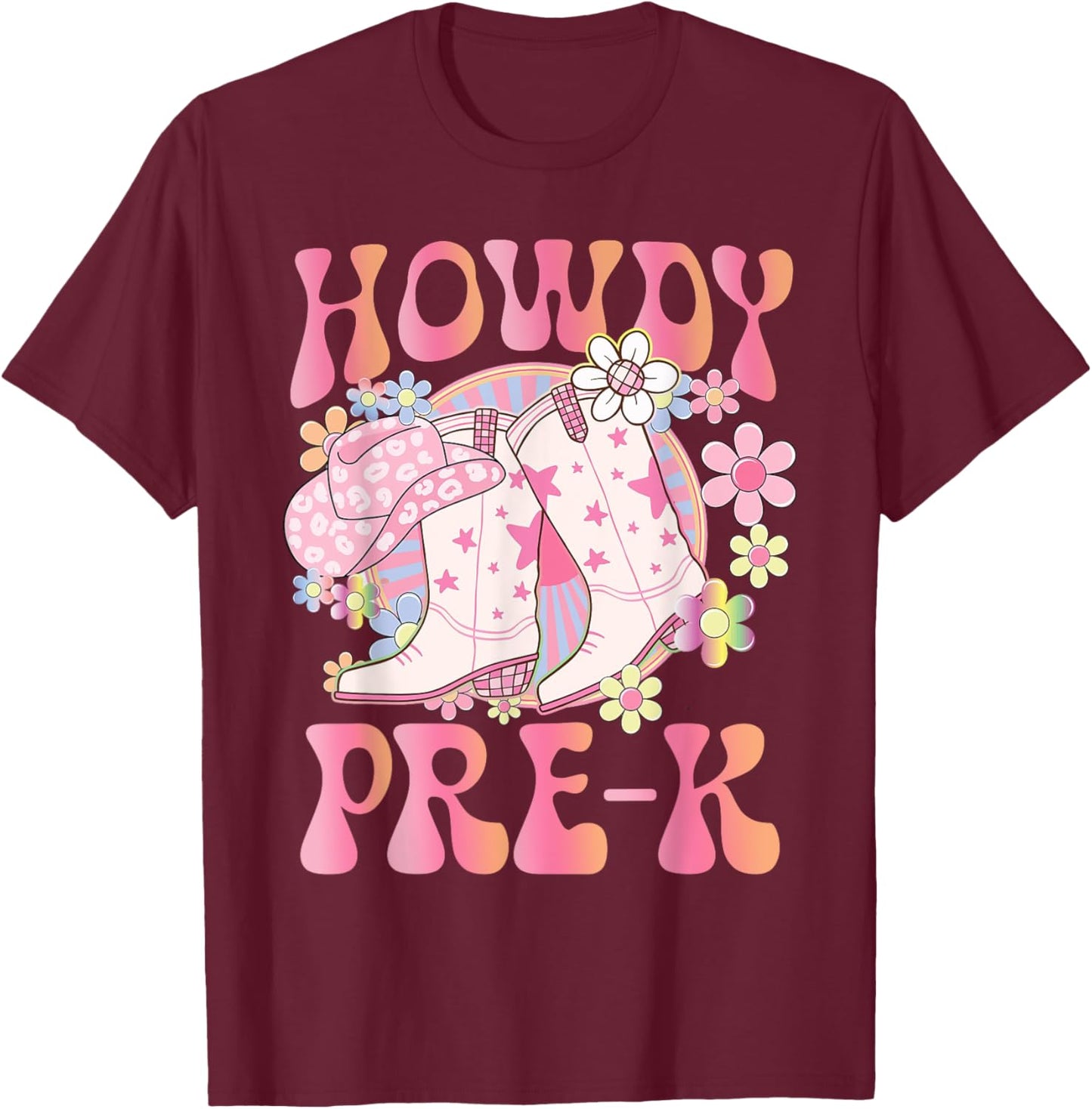Western Teacher Pre K Chaos Coordinator Gift Teacher T-Shirt - T-Shirt | Maroon