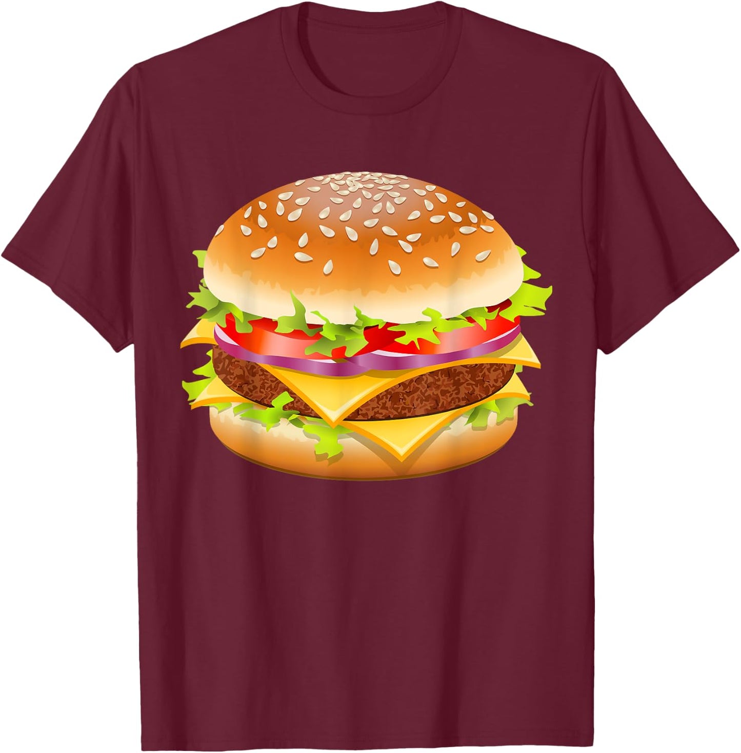 Cheeseburger Hamburger Burger Funny Food Halloween Costume T-Shirt - T-Shirt | Maroon
