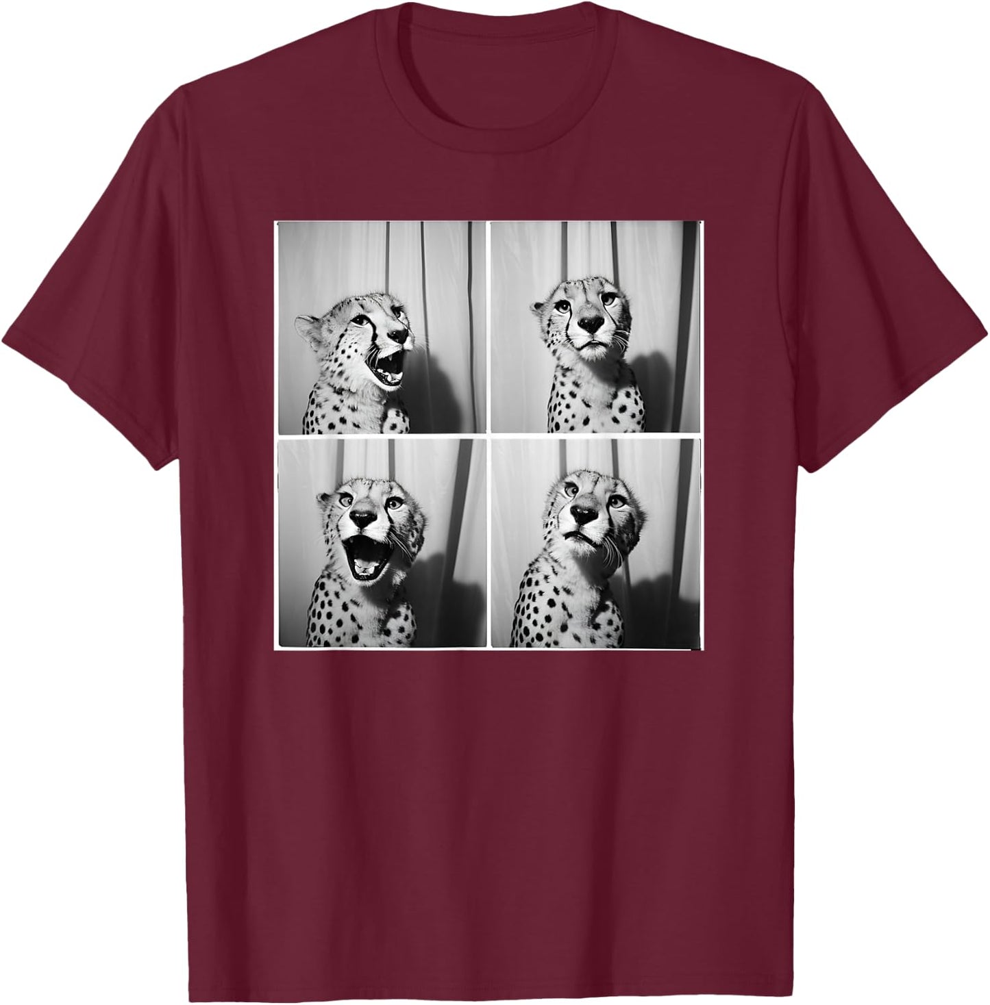 Cute Cheetah Photobooth Picture Quirky Funny Zoo Animal T-Shirt - T-Shirt | Maroon