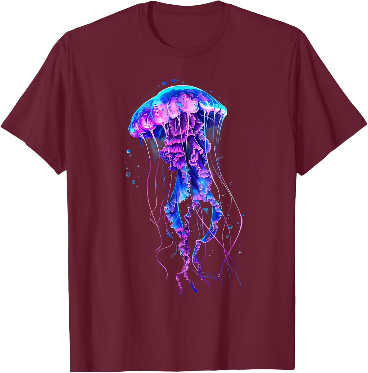 Jellyfish Motif Marine Mammal Artwork Sea Ocean Jellyfish T-Shirt - T-Shirt | Maroon