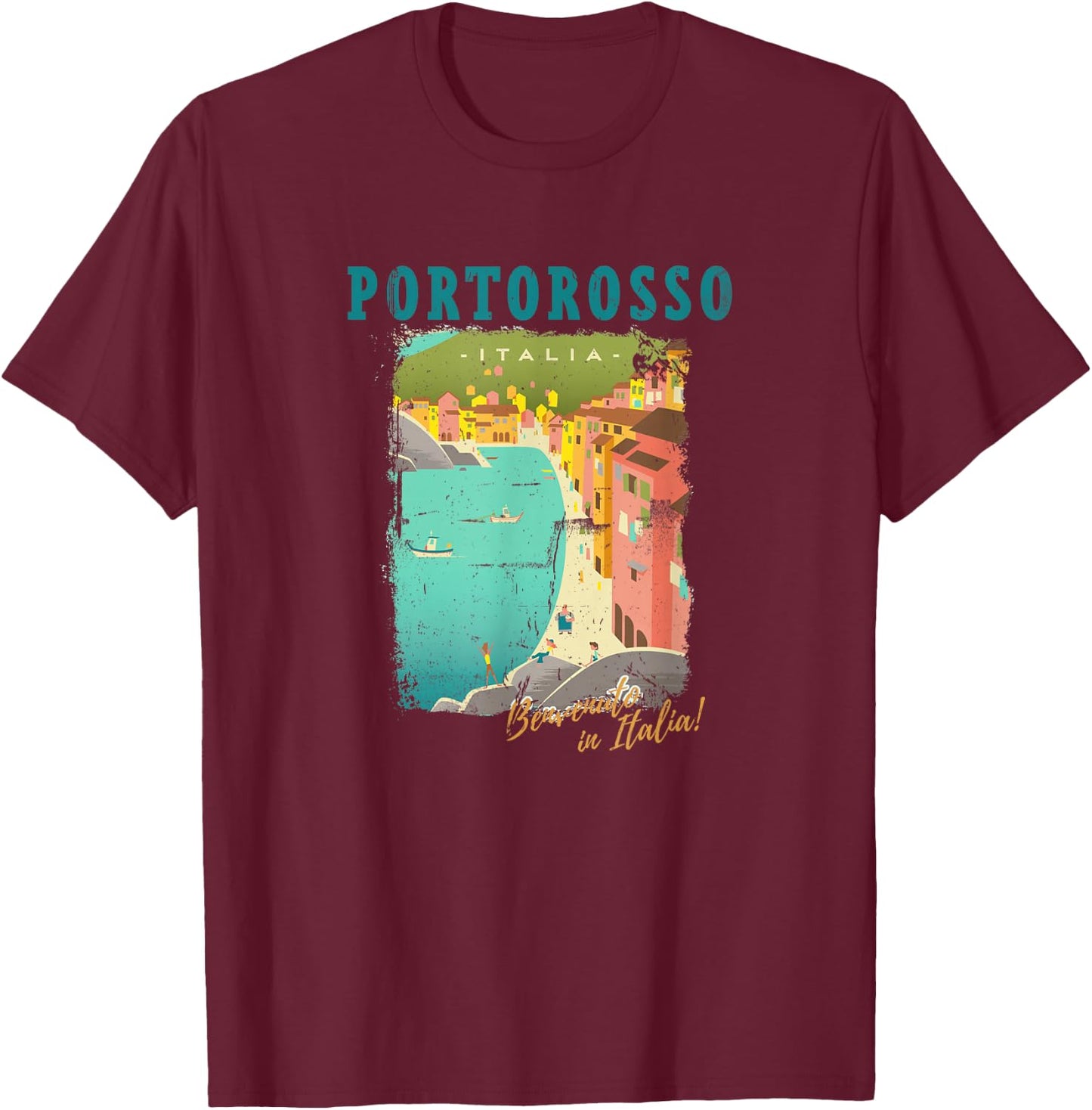 Disney Pixar Luca Portorosso Benvenuto in Italia T-Shirt - T-Shirt | Maroon