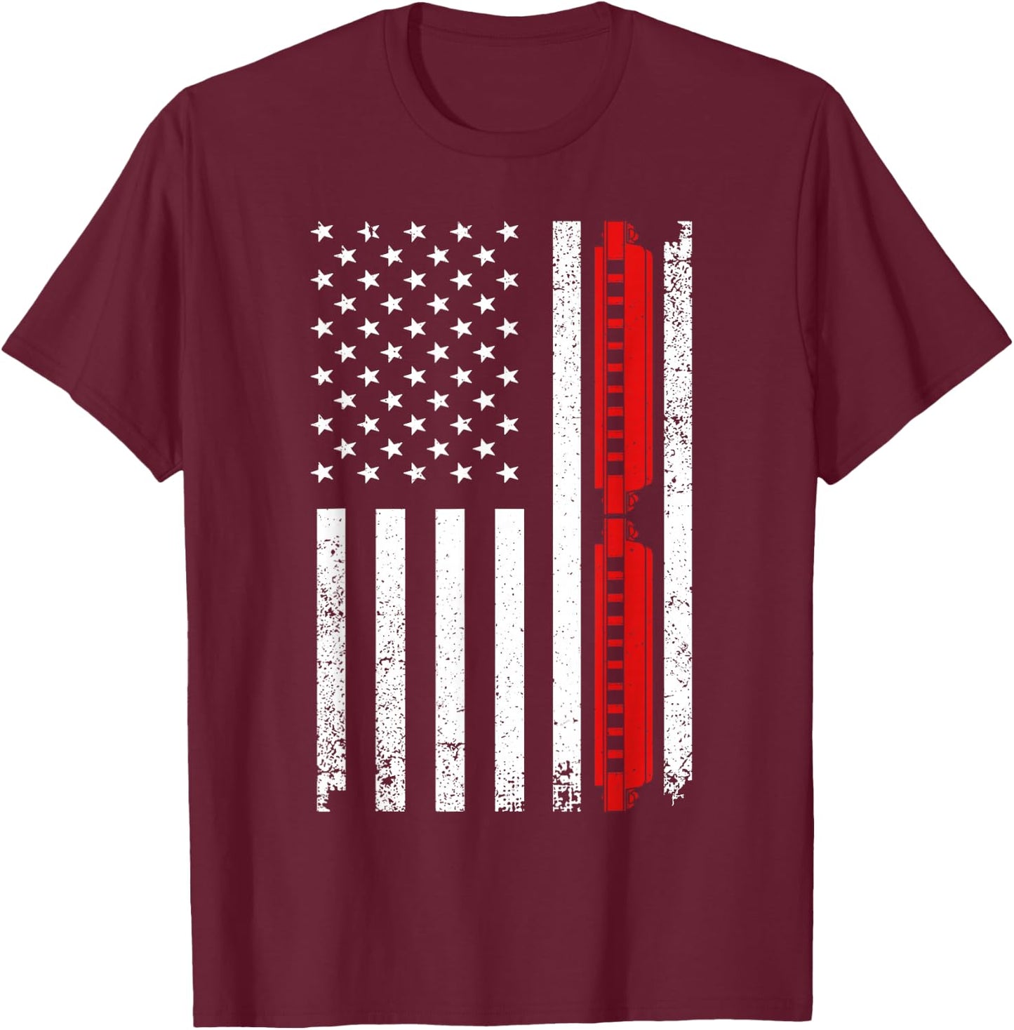 Harmonica Art Women Harmonicist Blues Music Lovers T-Shirt - T-Shirt | Maroon