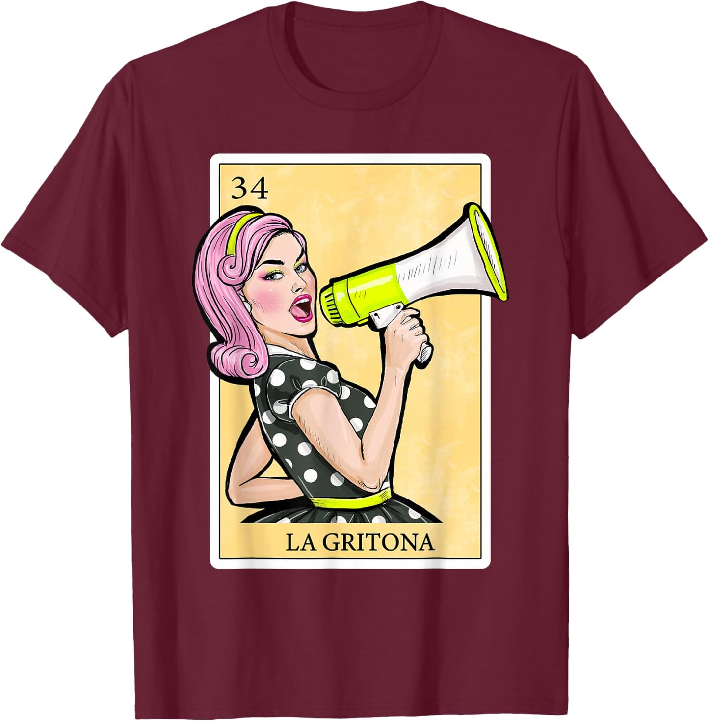 La Gritona - Gifts Spanish-Mexican Bingo Card Latinas T-Shirt - T-Shirt | Maroon
