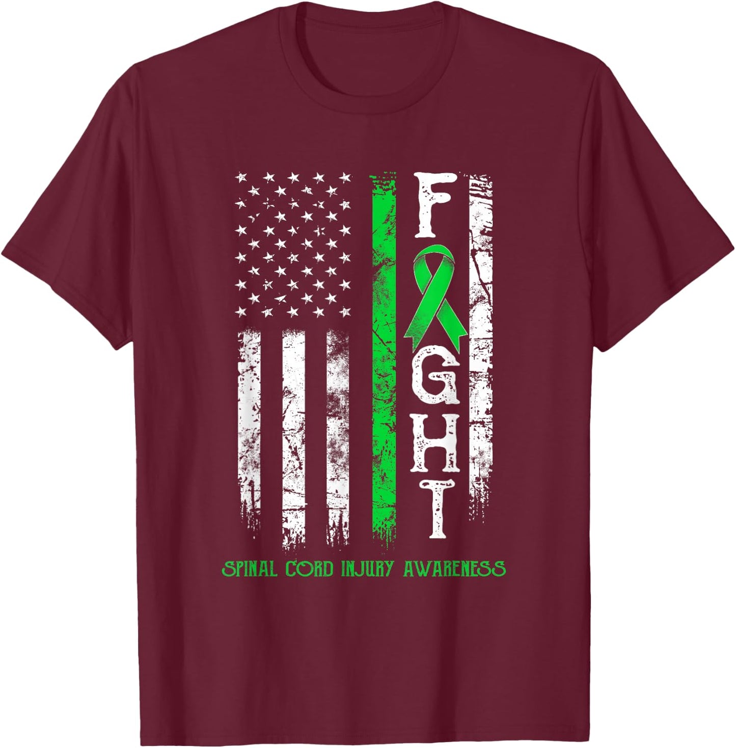 Spinal Cord Injury Warrior US Flag T-Shirt - T-Shirt | Maroon