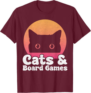 Cats and Board Games Cat and Board Game Men Women Kids T-Shirt - T-Shirt | Maroon