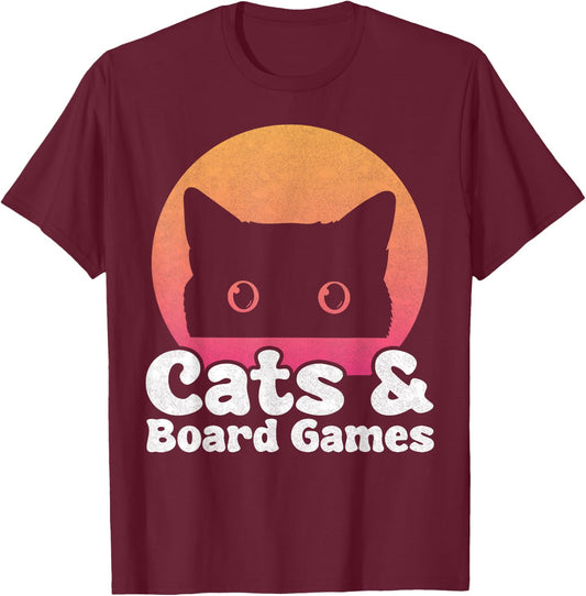 Cats and Board Games Cat and Board Game Men Women Kids T-Shirt - T-Shirt | Maroon