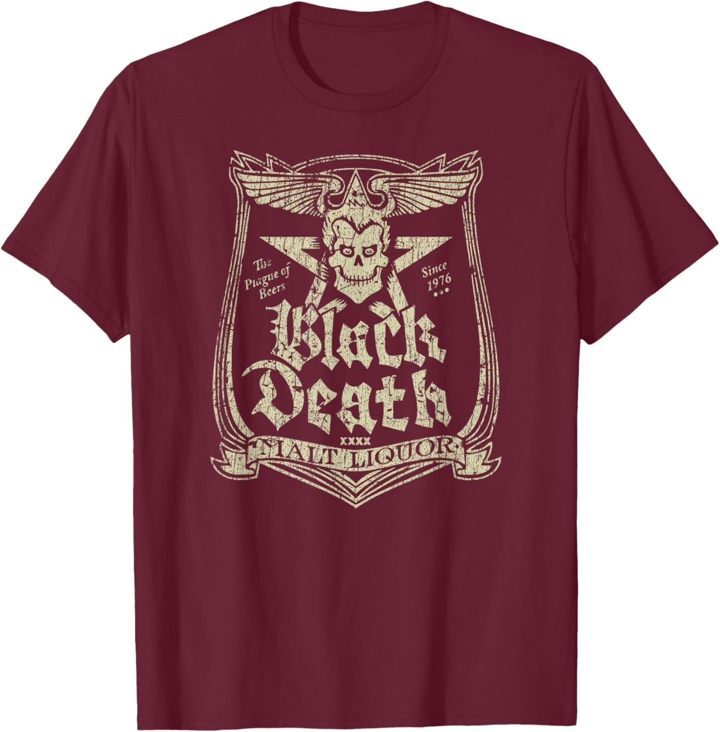 Black Death Malt Liquor 1976 T-Shirt - T-Shirt | Maroon