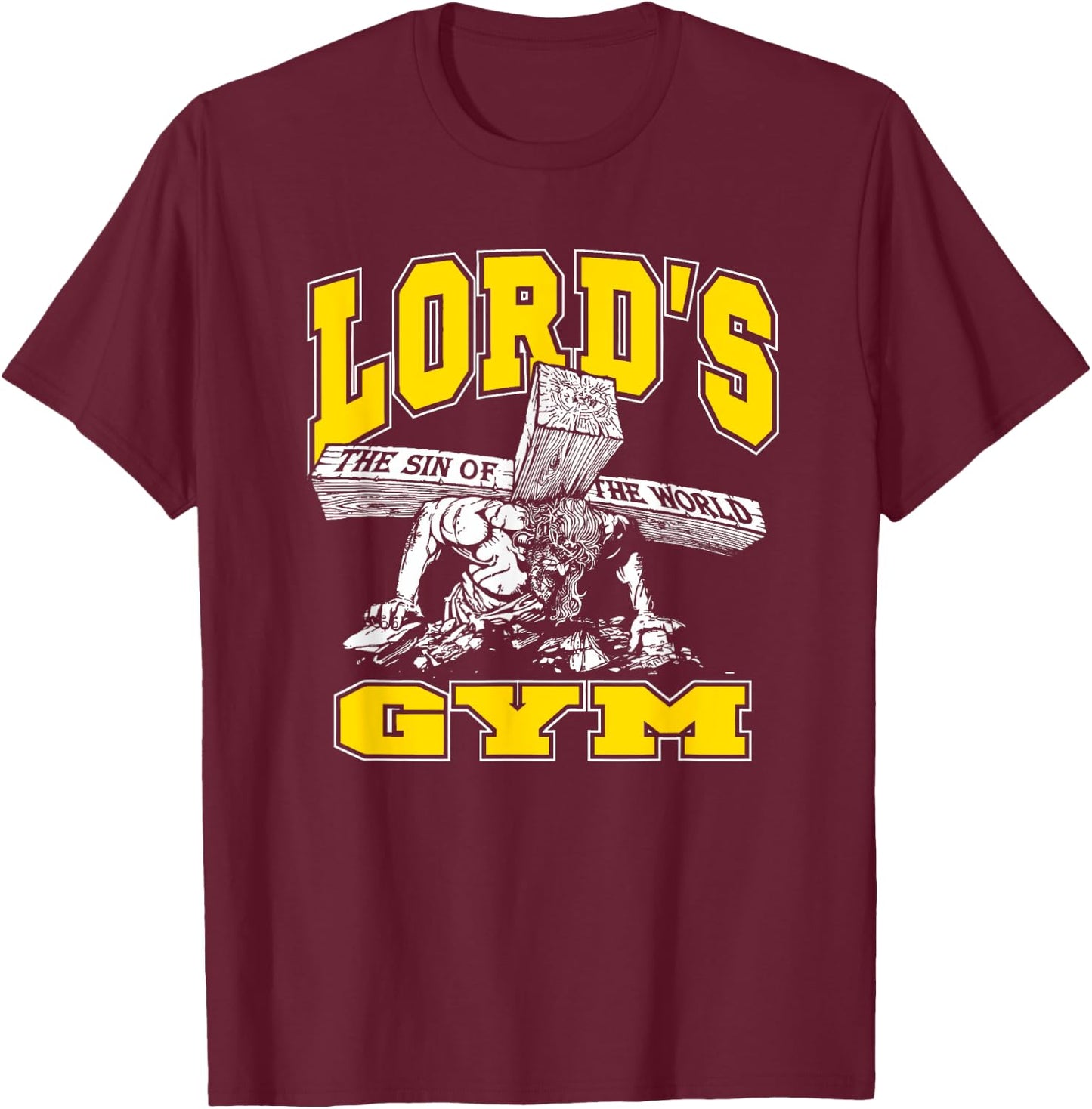 Lords Gym - Lord's The Sin of World Jesus T-Shirt - T-Shirt | Maroon