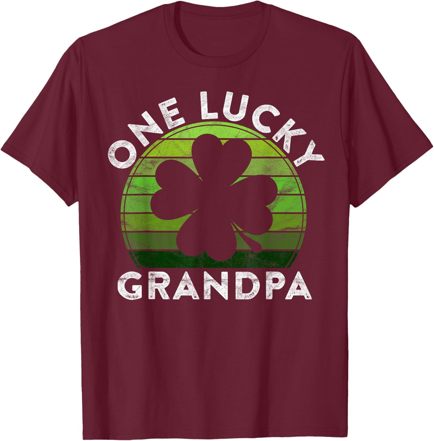 One Lucky Grandpa Gift Shamrock Sunset Irish St Patricks Day T-Shirt - T-Shirt | Maroon