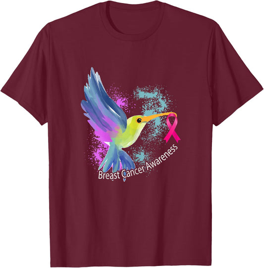 Pink Ribbon Bird Animal Gift Breast Cancer Awareness T-Shirt - T-Shirt | Maroon
