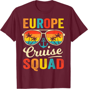 Europe Cruise Squad 2025 European Matching Family Group T-Shirt - T-Shirt | Maroon