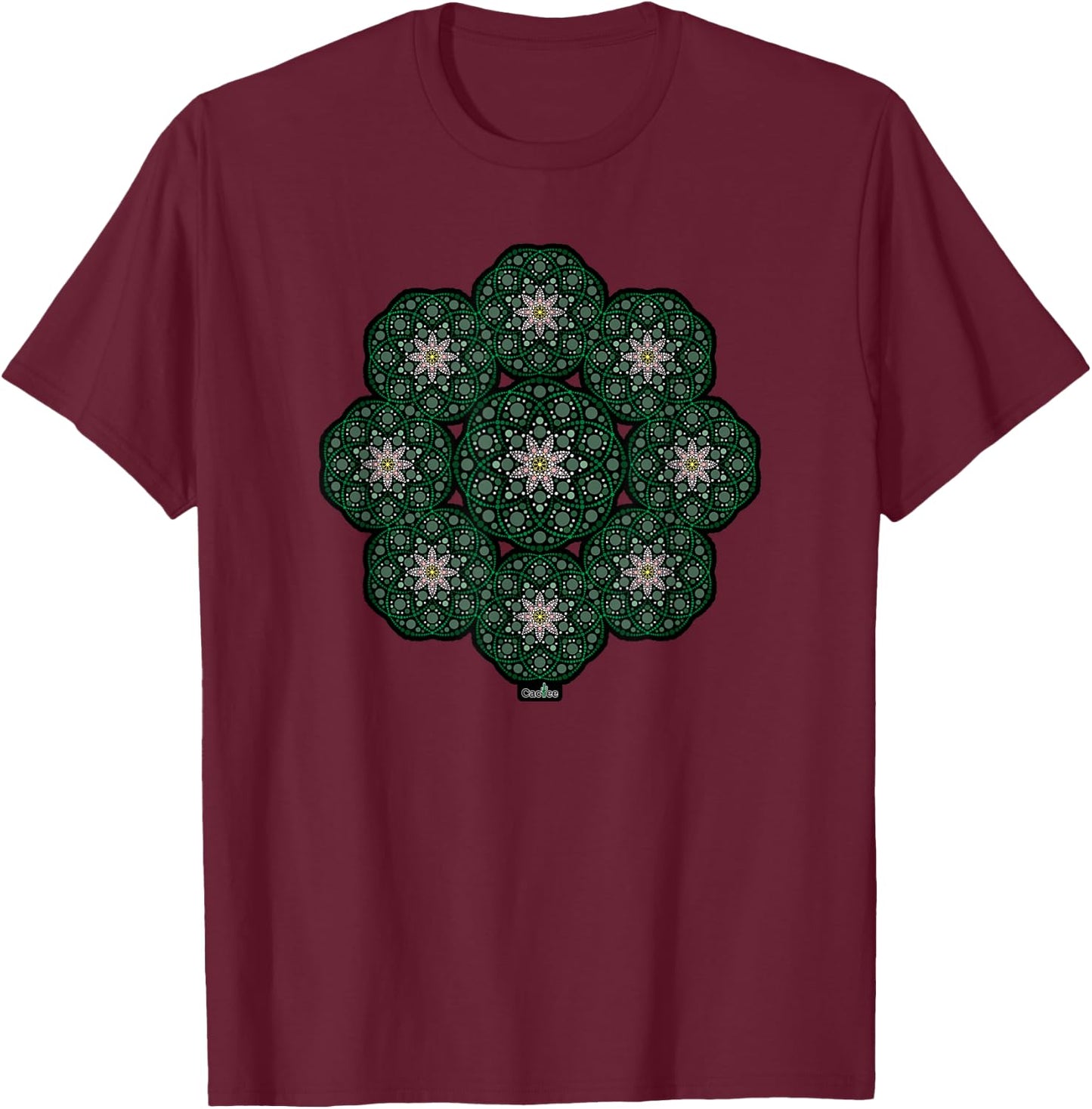 Peyote Dotted Mandala Totem T-Shirt - T-Shirt | Maroon