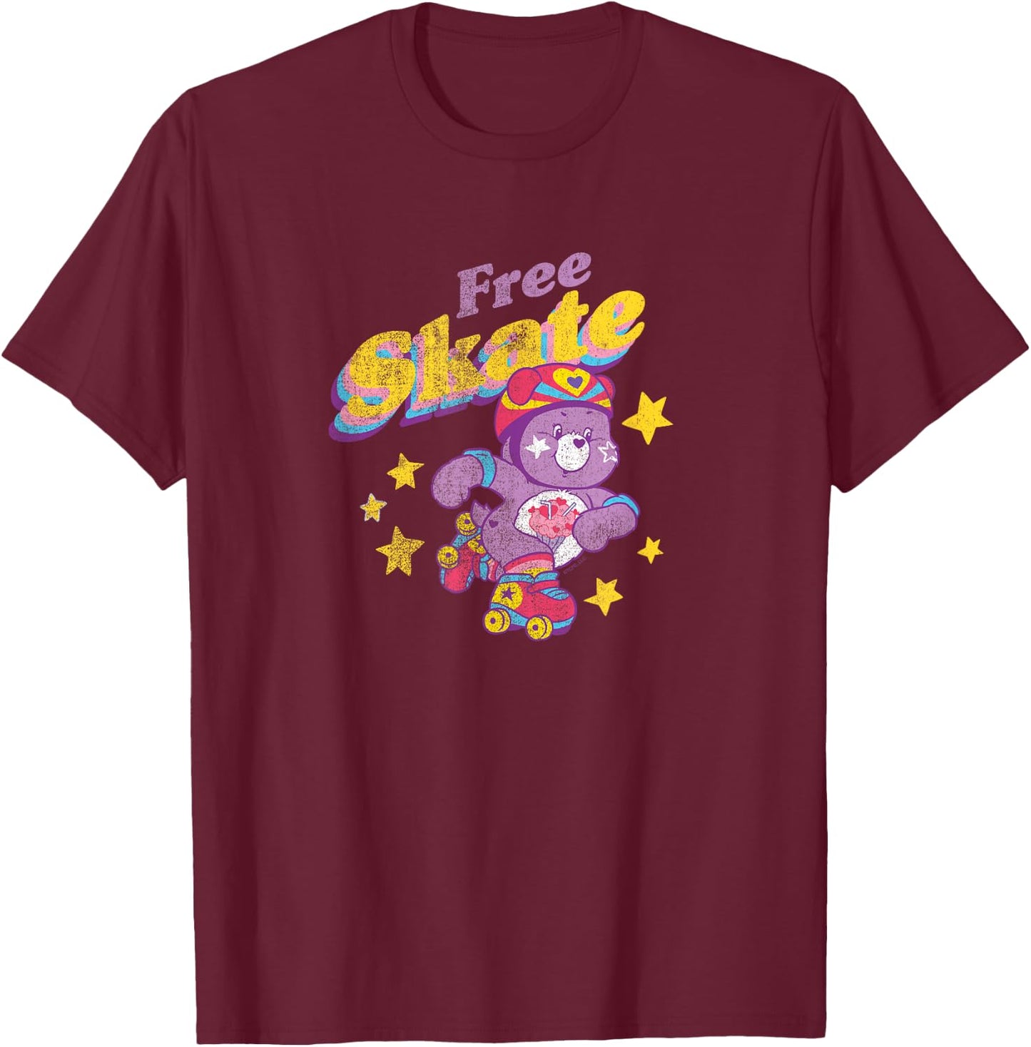 Care Bears Free Skate Roller Skating Retro Cartoon T-Shirt - T-Shirt | Maroon