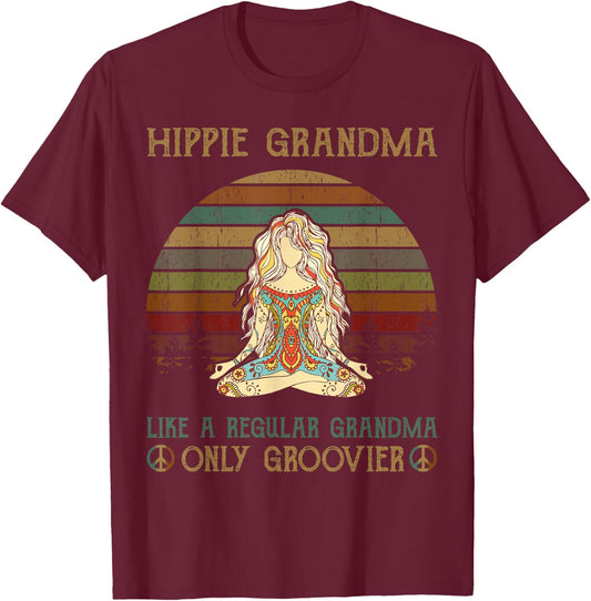 Hippie Grandma Like A Regular Grandma Vintage T-Shirt - T-Shirt | Maroon