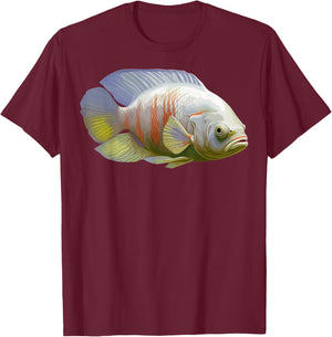 Albino Oscar Fish American Cichlid for Monster Fish T-Shirt - T-Shirt | Maroon