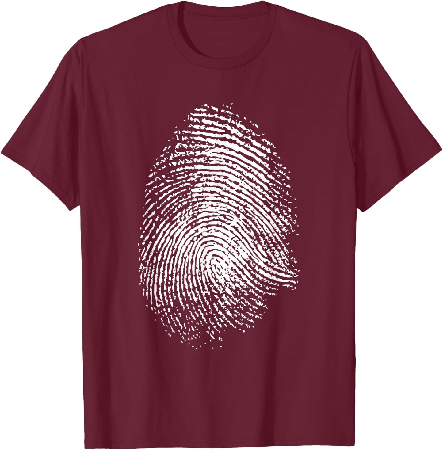 Large Fingerprint Police Crime Scene Analysis Fingerprint T-Shirt - T-Shirt | Maroon