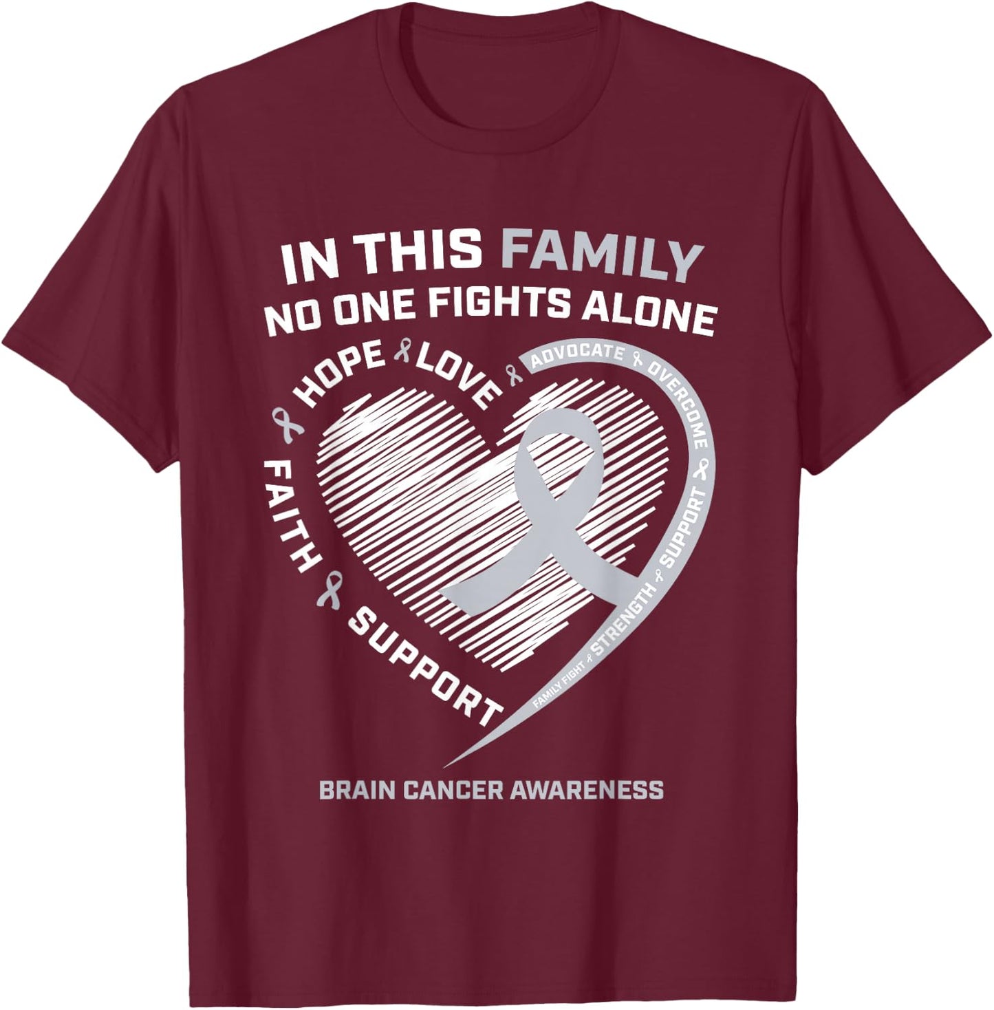 Brain Cancer Awareness Shirts Women Men Brain Cancer T-Shirt - T-Shirt | Maroon