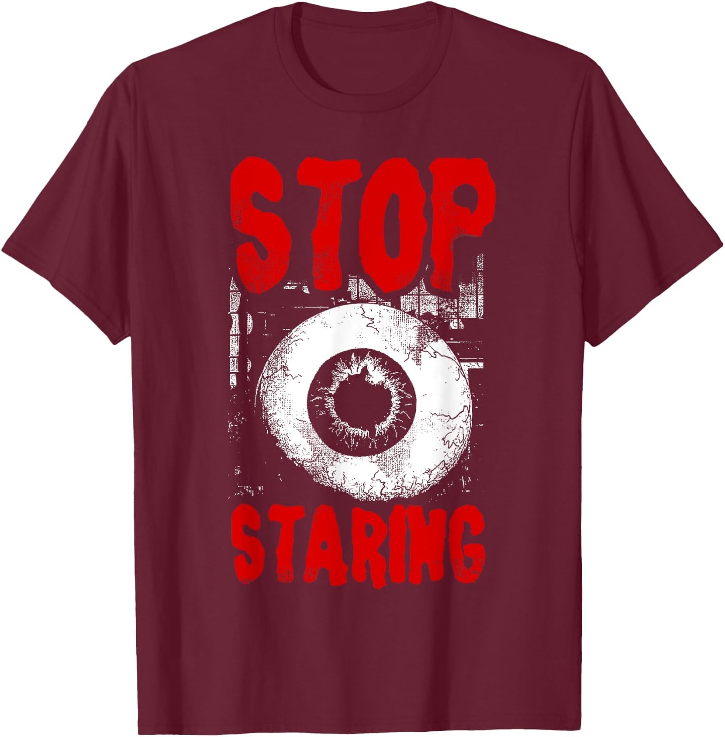 Alternative Style Aesthetic Goth Women - Stop Staring Grunge T-Shirt - T-Shirt | Maroon