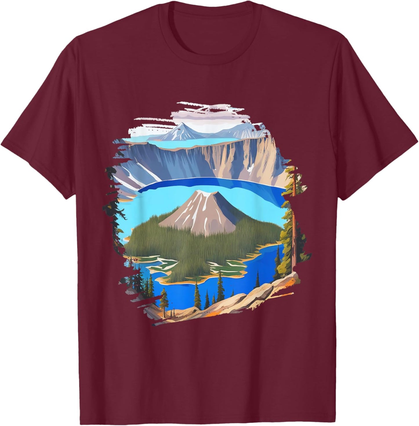 Hiking National Park Crater Lake Oregon Volcano Outfit T-Shirt - T-Shirt | Maroon