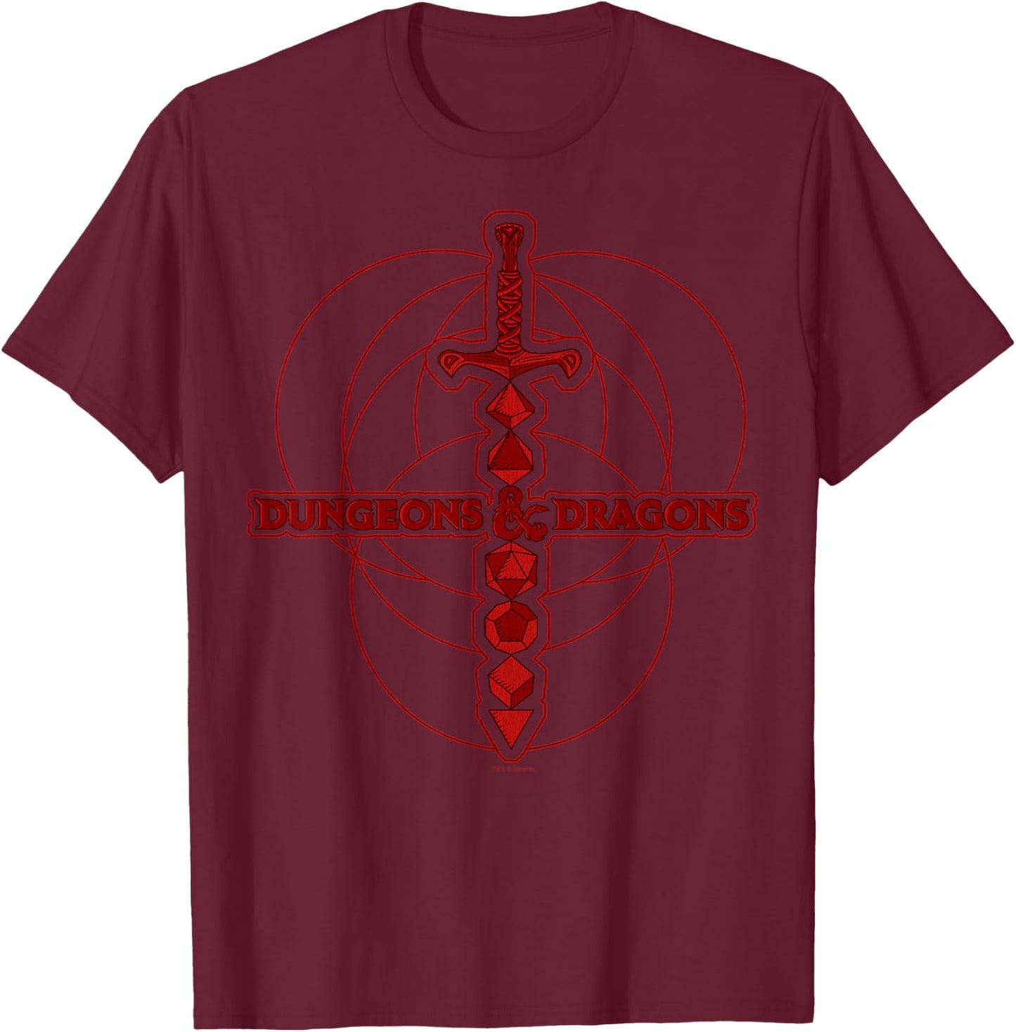 Dungeons & Dragons Dice Sword Logo T-Shirt - T-Shirt | Maroon