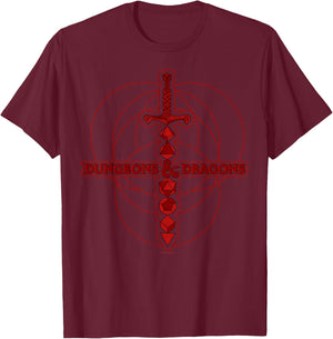 Dungeons & Dragons Dice Sword Logo T-Shirt - T-Shirt | Maroon